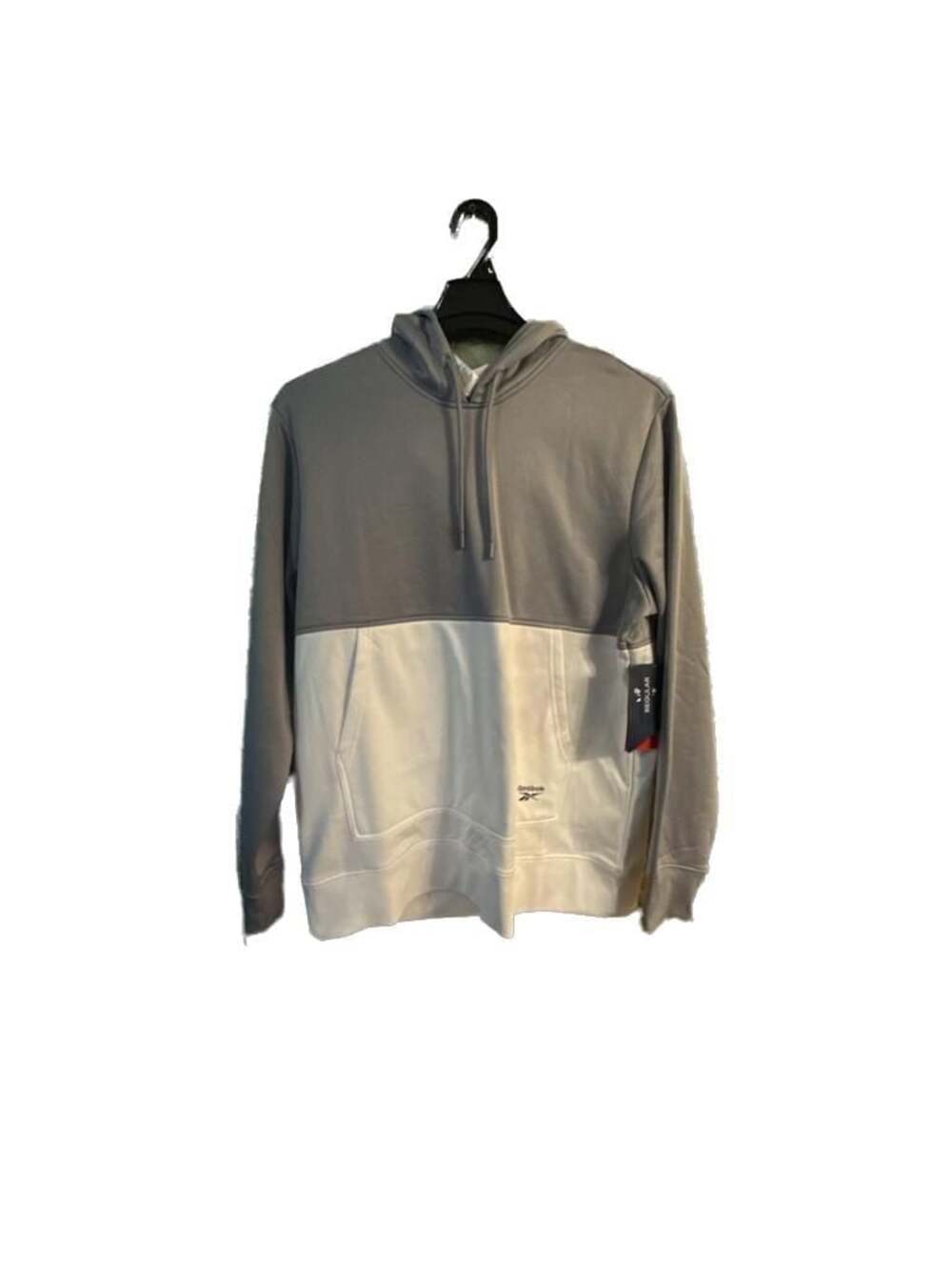 Reebok Colorblock Performance Hoodie Gray White Size Large